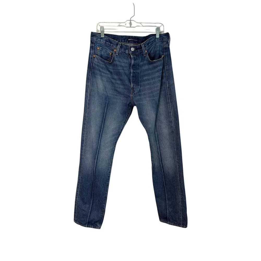 Levis Made & Crafted 501 Original Fit Jeans Blue Creased Denim Mens 33x34
